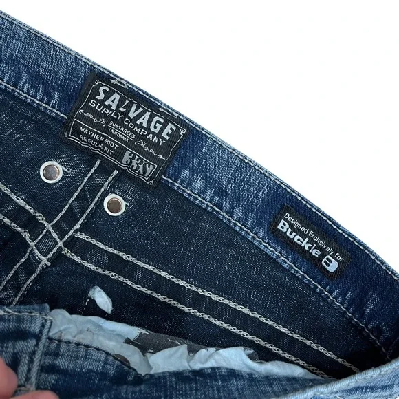 Salvage Supply Co Mens Mayhem Root Regular Fit Jeans Blue Denim Size 33 (34x29) - Picture 3 of 9